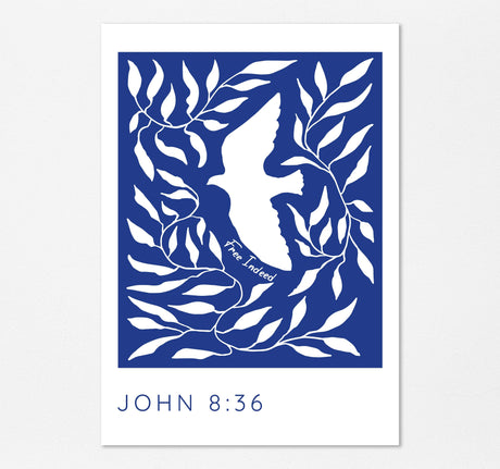 Free Indeed Christian Wall Art Print, John 8 36 Bible Verse Poster, John 8:36 Free Indeed print, Bible verse wall art