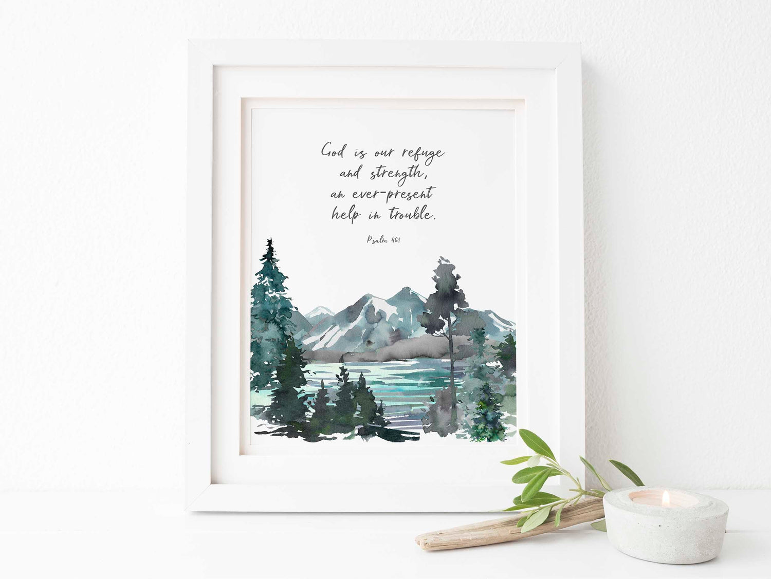 mountain bedroom wall, mountain inspired bedroom, mountain themed barthroom, rustic mountain wall decor, christian print