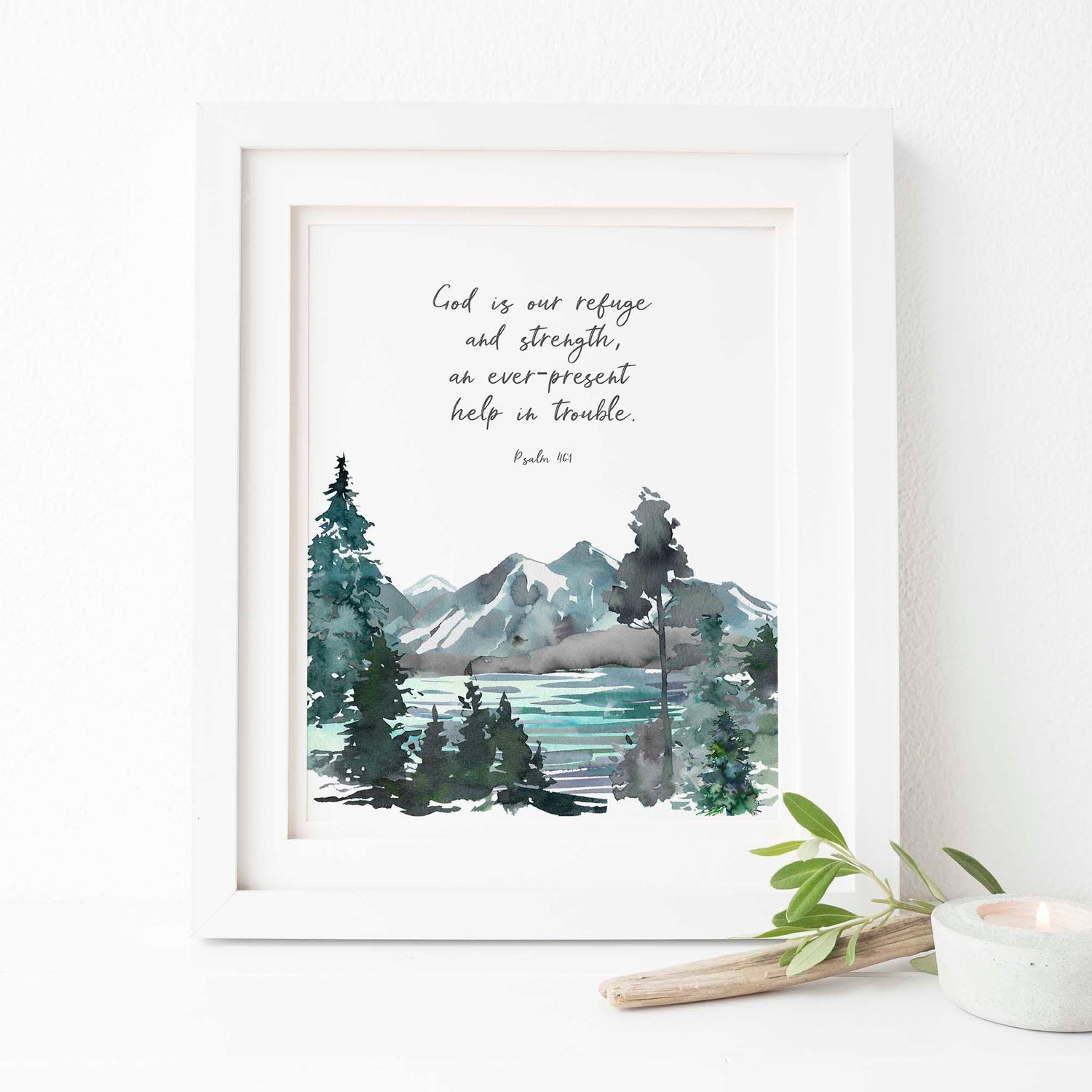 mountain bedroom wall, mountain inspired bedroom, mountain themed barthroom, rustic mountain wall decor, christian print