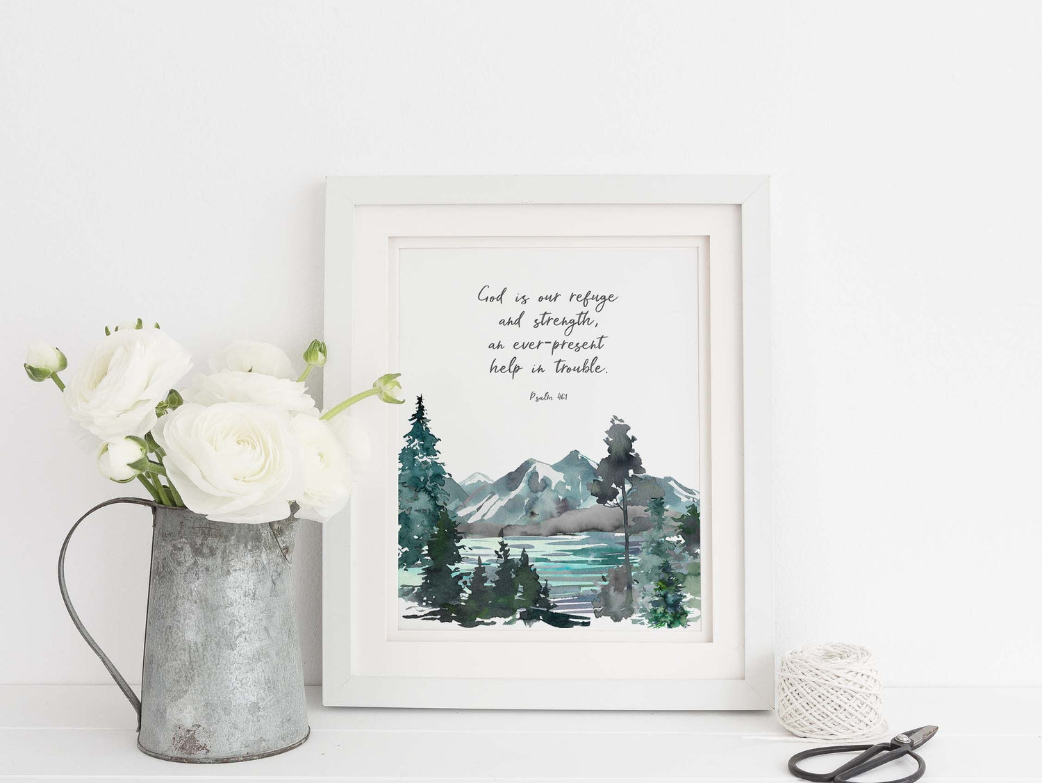 bible verse home decor, bible verse mountain, bible verse about hope, bible verse about strength, mountain wall art 