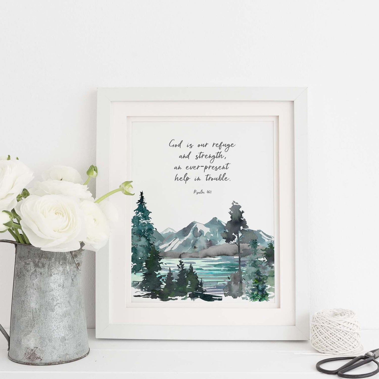bible verse home decor, bible verse mountain, bible verse about hope, bible verse about strength, mountain wall art 
