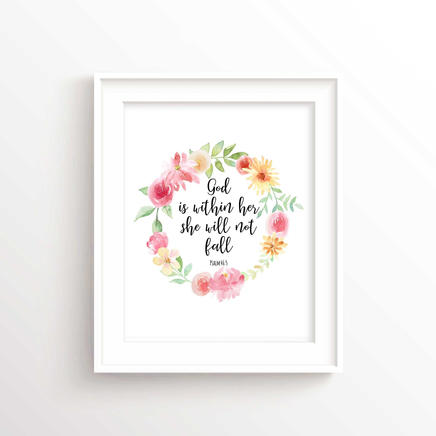 God is Within Her She Will Not Fall Christian Art Prints, Christian Gifts, Christian Decor, Housewarming gift for Christian Home