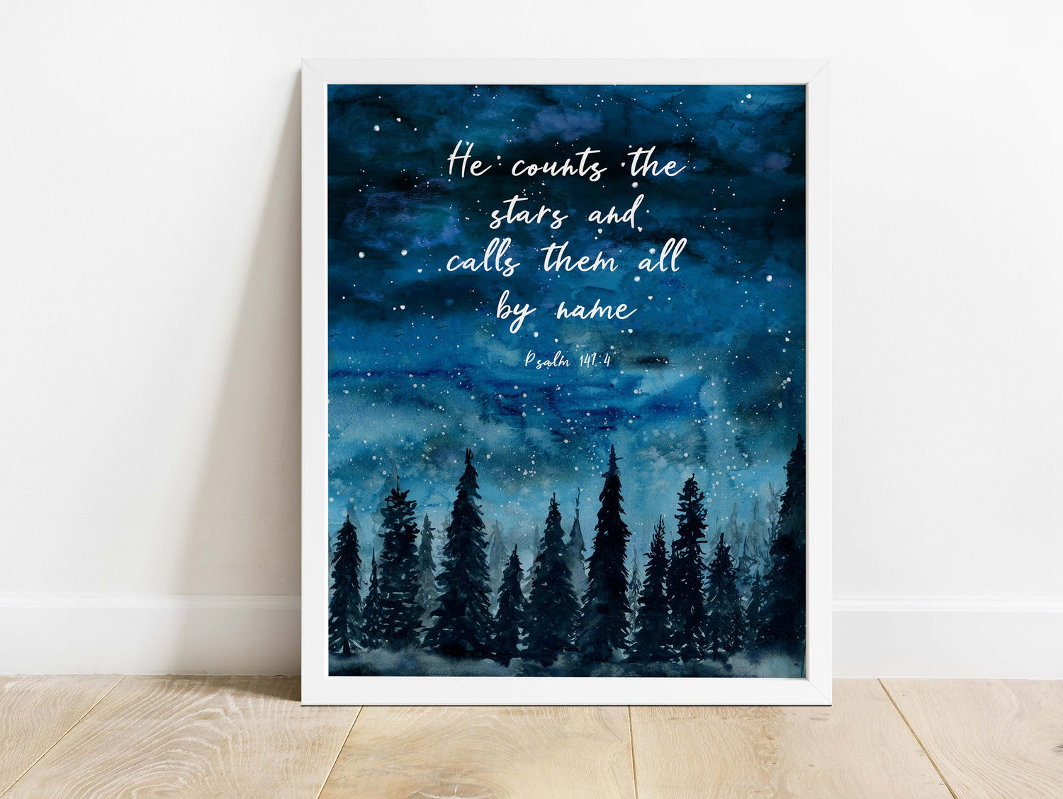 He Counts the Stars Wall Art Print Quote, Christian Decor for Home, He counts the stars print, He counts the stars art