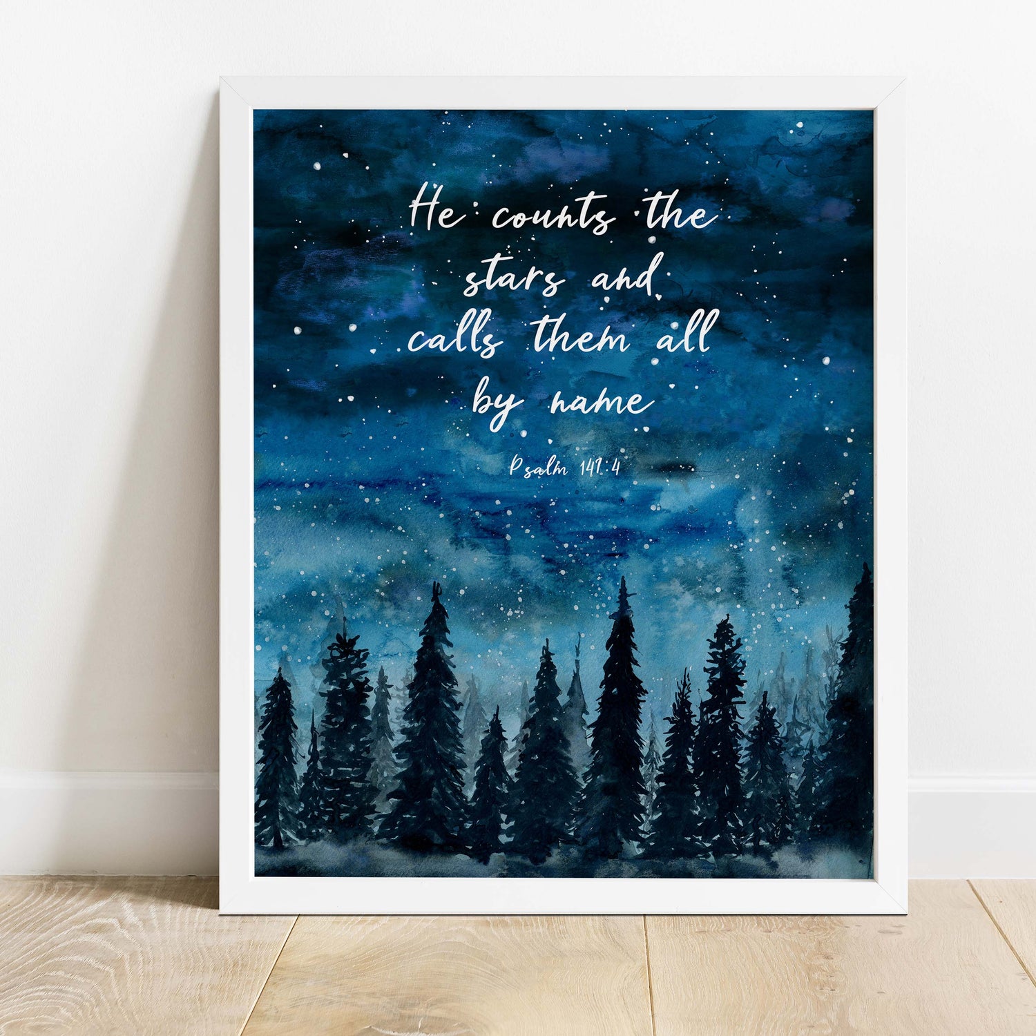 He Counts the Stars Wall Art Print Quote, Christian Decor for Home, He counts the stars print, He counts the stars art