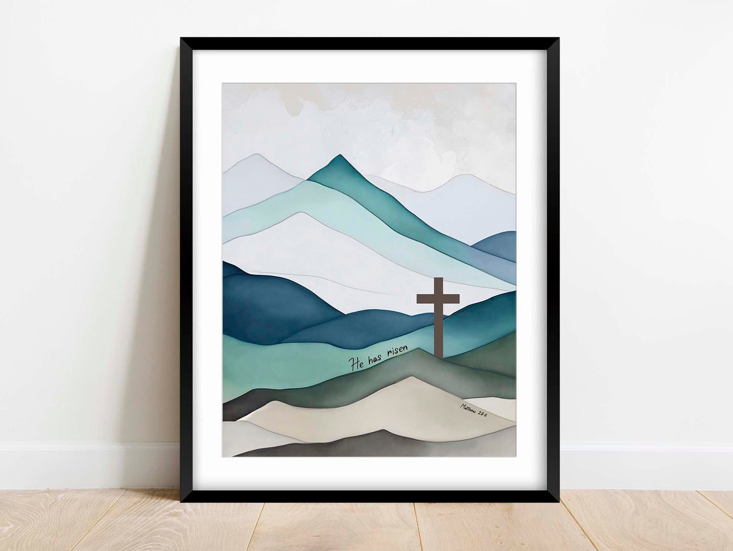 Meaningful Easter wall art with mountains, Christian wall art with mountains, cross wall art print, jesus quote wall decor
