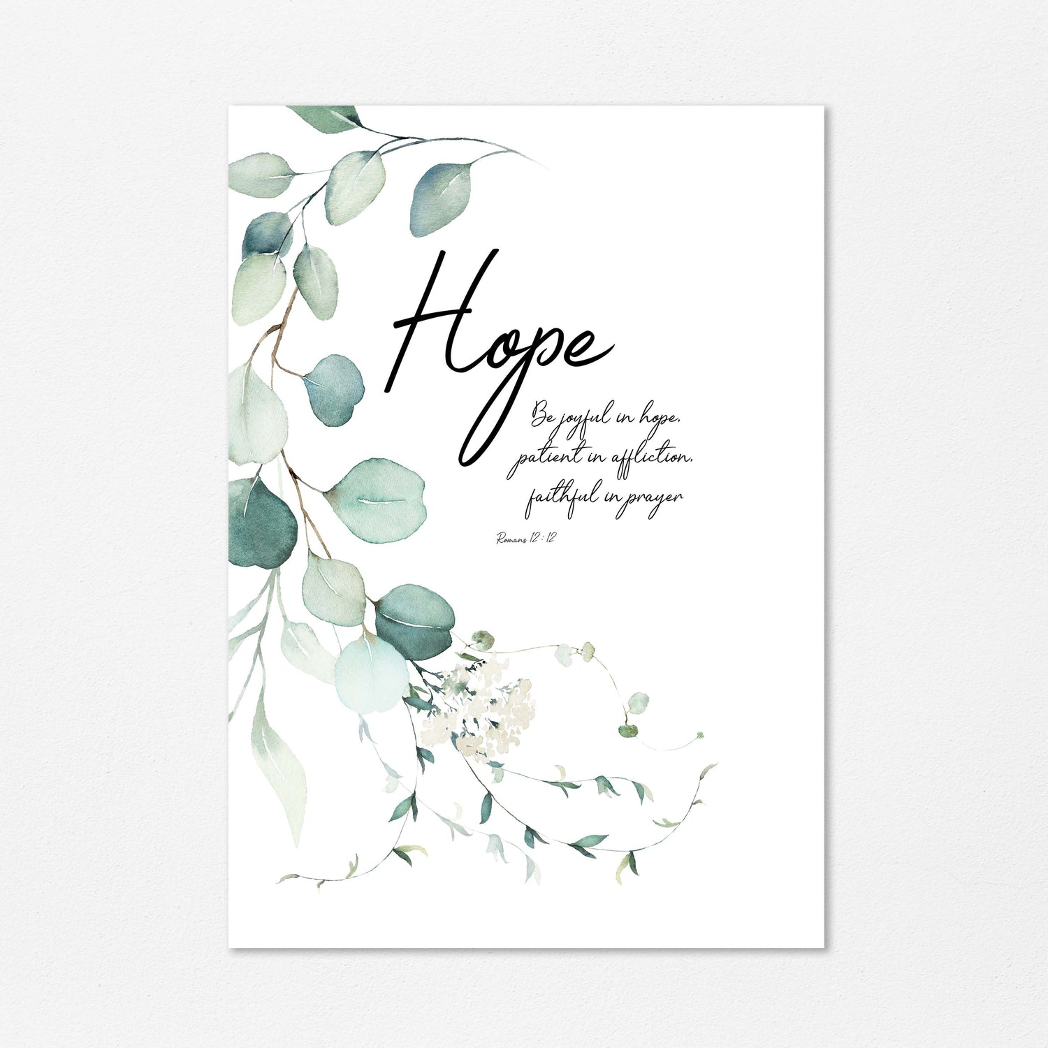 Hope Print, Scripture Art Print, Christian Artist UK , Christian Wall Art UK, Christian Prints UK, Botanical Scripture Art Prints