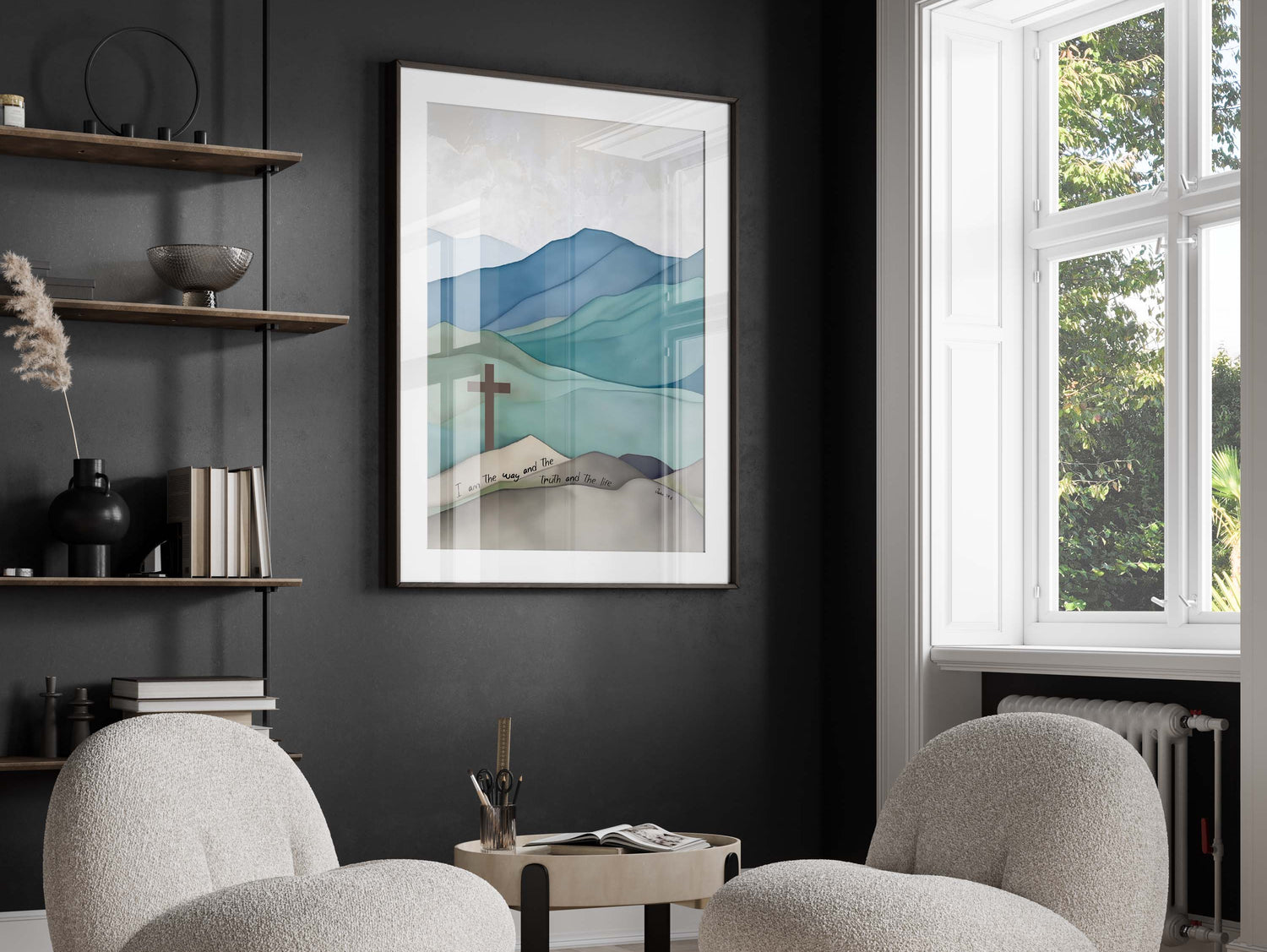 Nature-inspired I Am The Way The Truth and the Life art, Christian wall decor with John 14:6 scripture, john 14 6 wall art