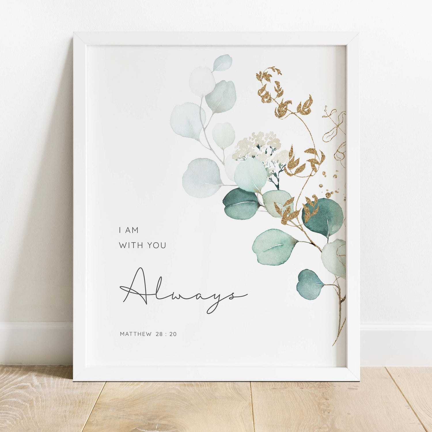 I Am With You Always Bible Verse Wall Art Botanical Christian Prints, botanical prints to buy, botanical prints to download
