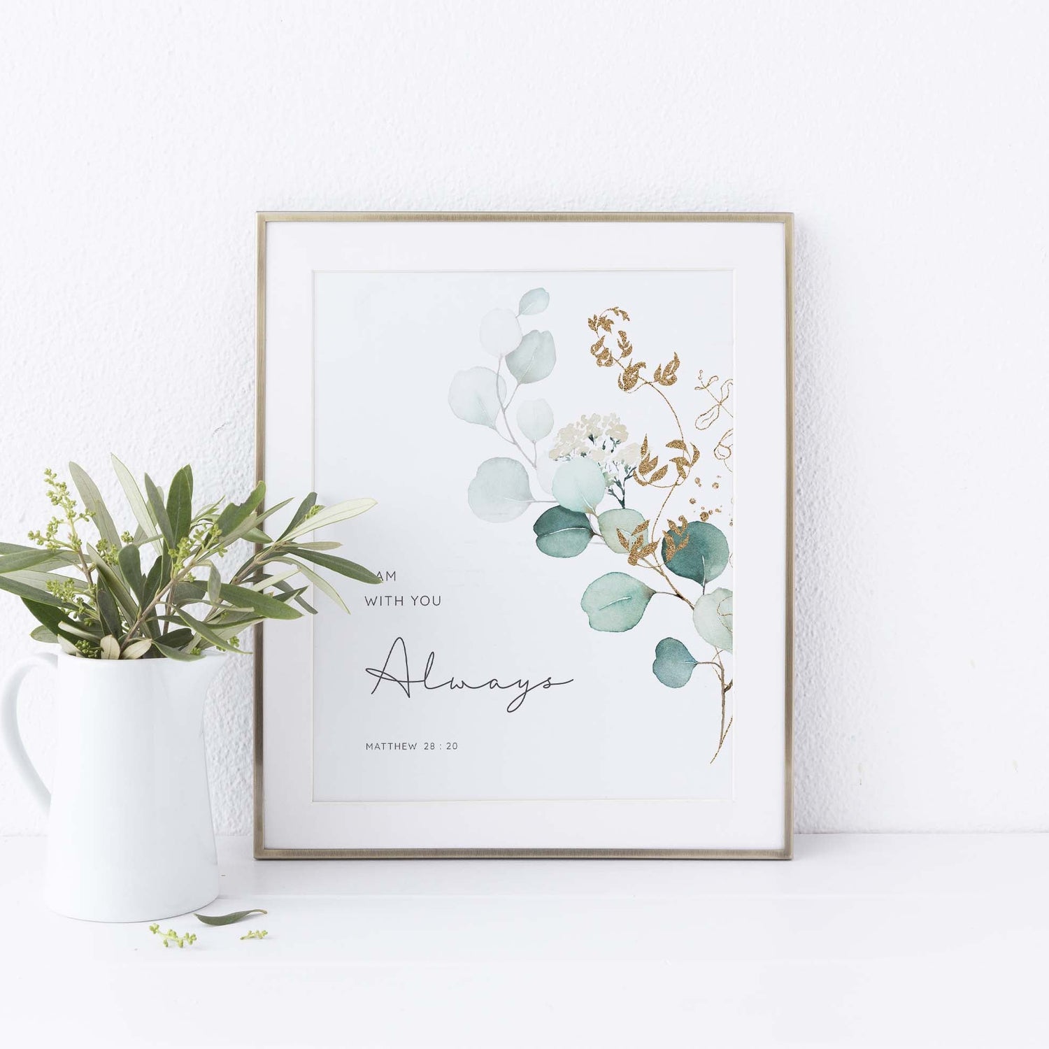 I Am With You Always Decor, Matthew 28 20 Print, Botanical Art Gifts for Christians, Modern Christian Art Prints, Pretty Biblical Wall Art