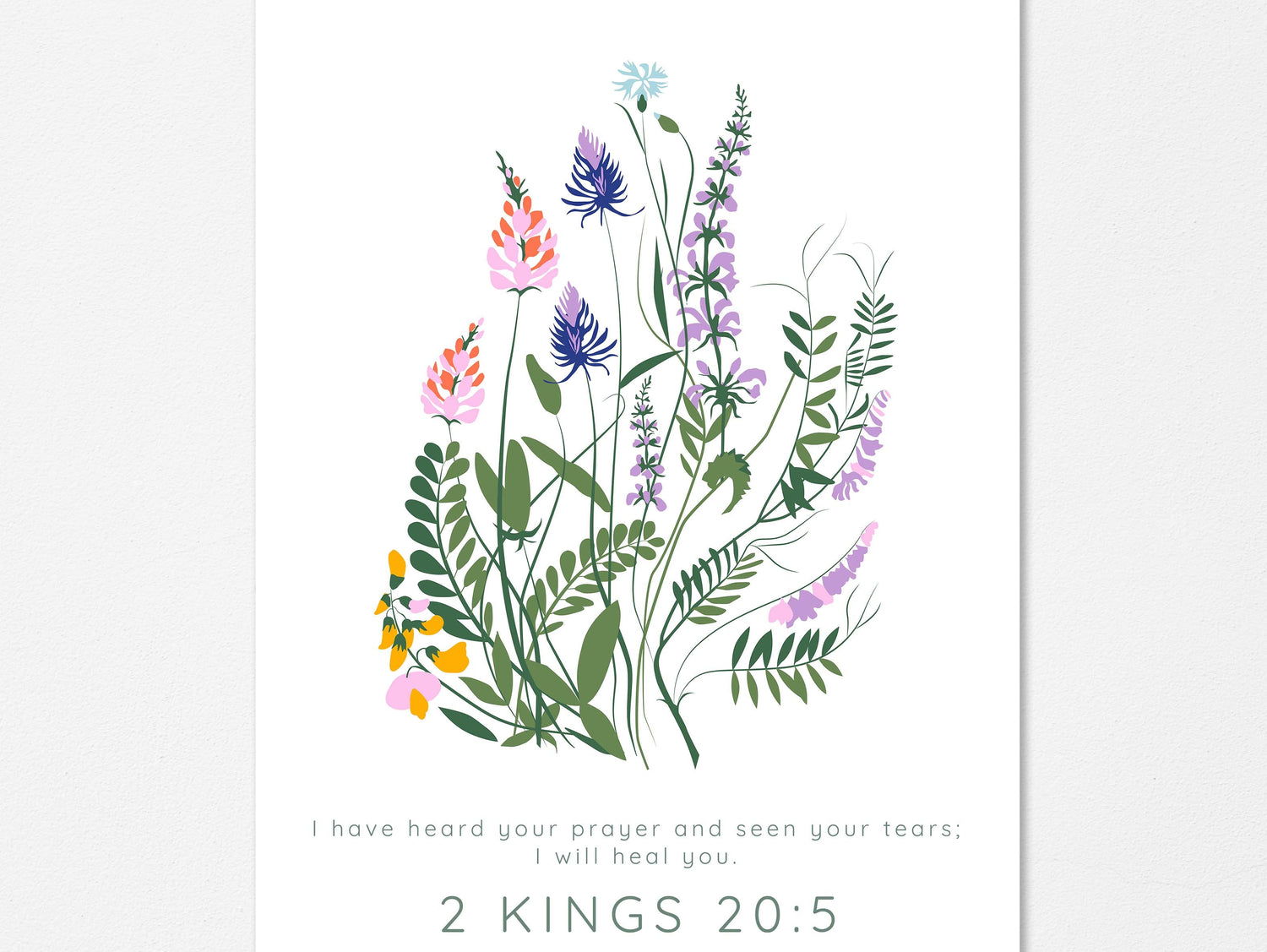 I will heal you scripture art with flowers, Floral Christian home decor with comforting verse, Encouraging Bible verse print