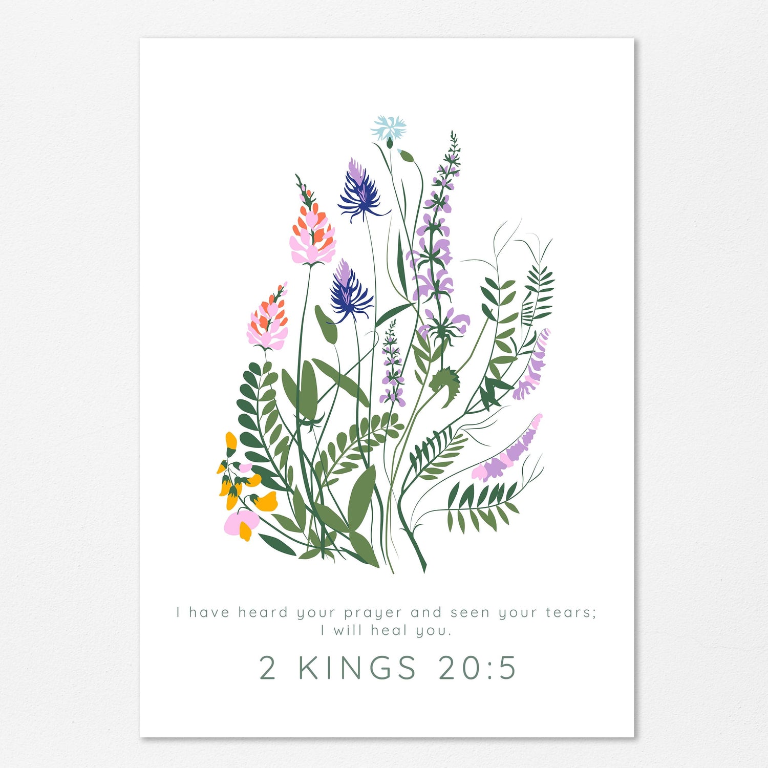 I will heal you scripture art with flowers, Floral Christian home decor with comforting verse, Encouraging Bible verse print