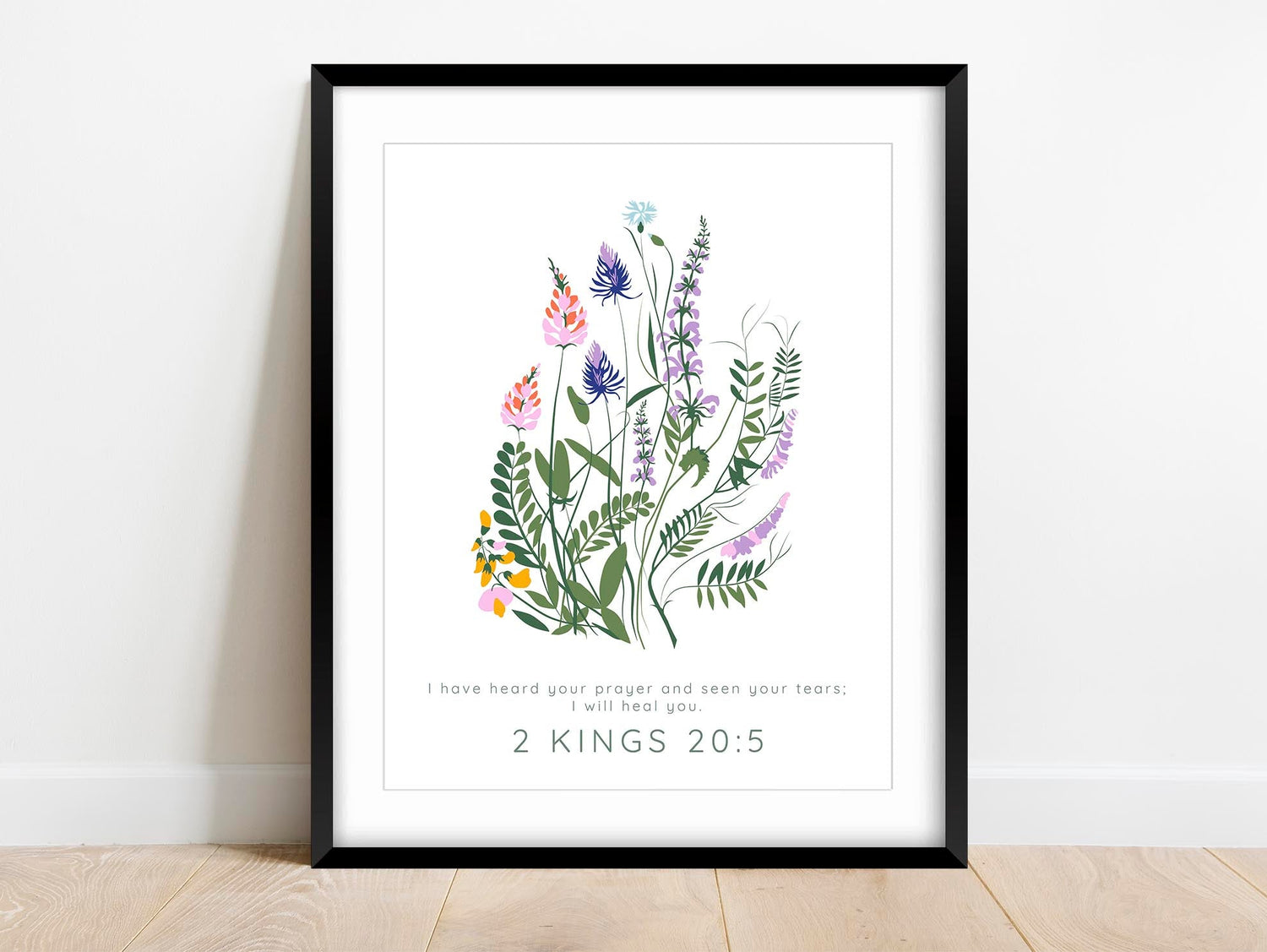 Christian artwork with God's promise to heal, Floral decor with the words 'I have heard your prayer'