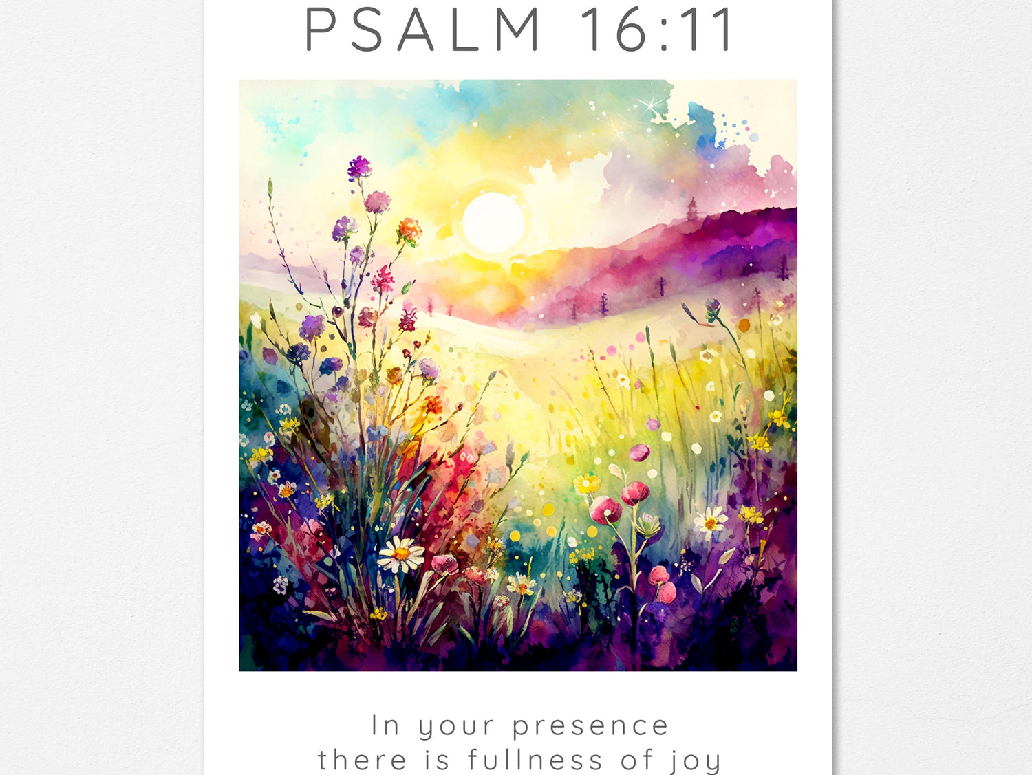 Joyful atmosphere with Bible verse wall print, Inspirational floral wall art for happiness, Divine presence joy scripture home decor