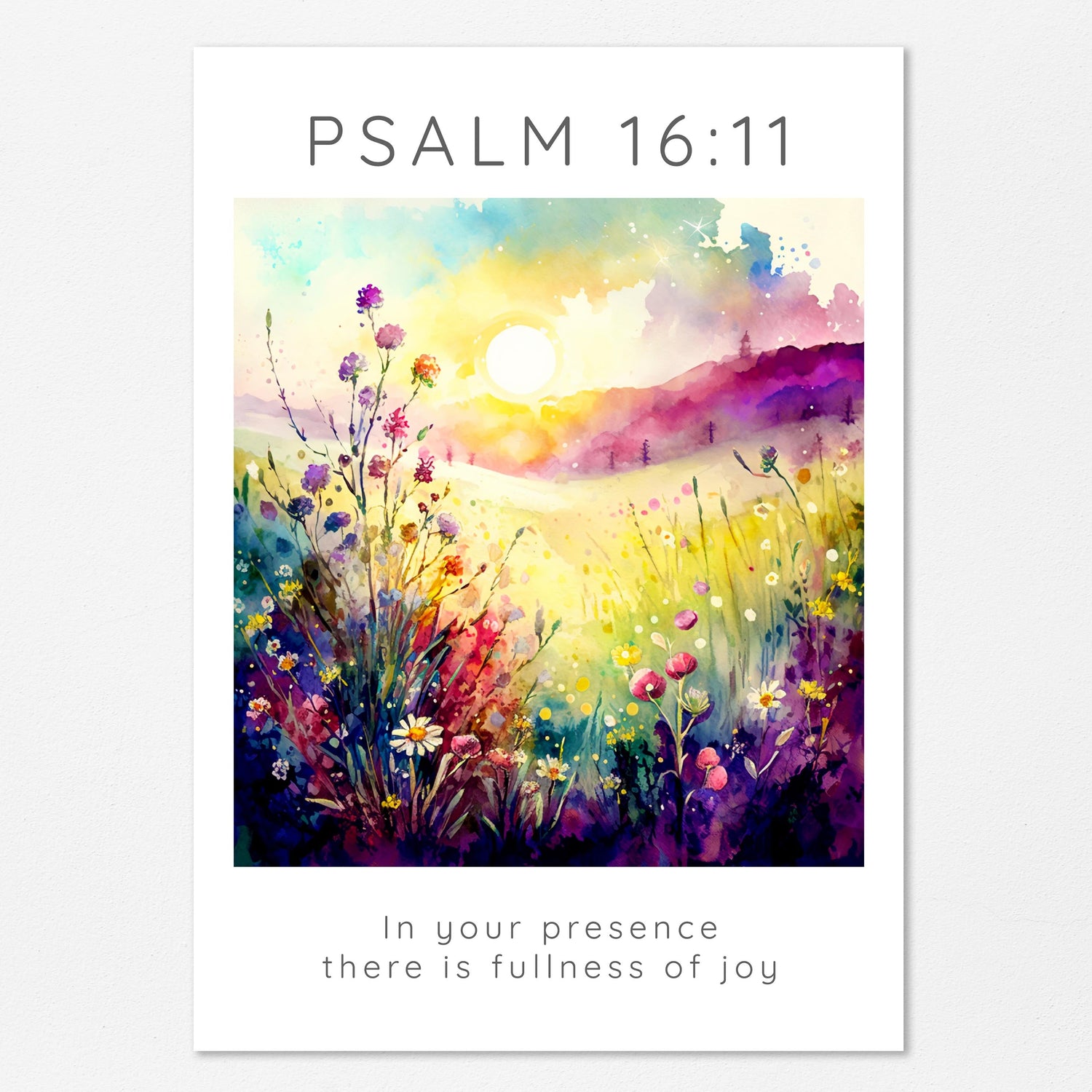 Joyful atmosphere with Bible verse wall print, Inspirational floral wall art for happiness, Divine presence joy scripture home decor
