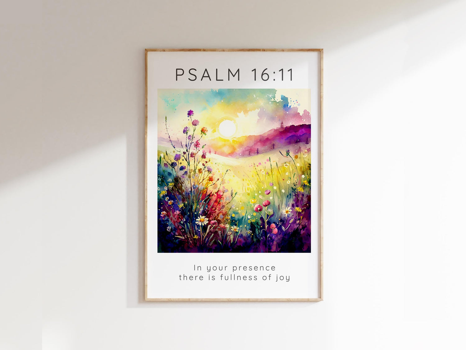 Psalm 16 11 Wall Art, In Your Presence There Is Fullness Of Joy Print, Psalm 16:11 joy-themed floral wall art, colorful Psalm 16:11
