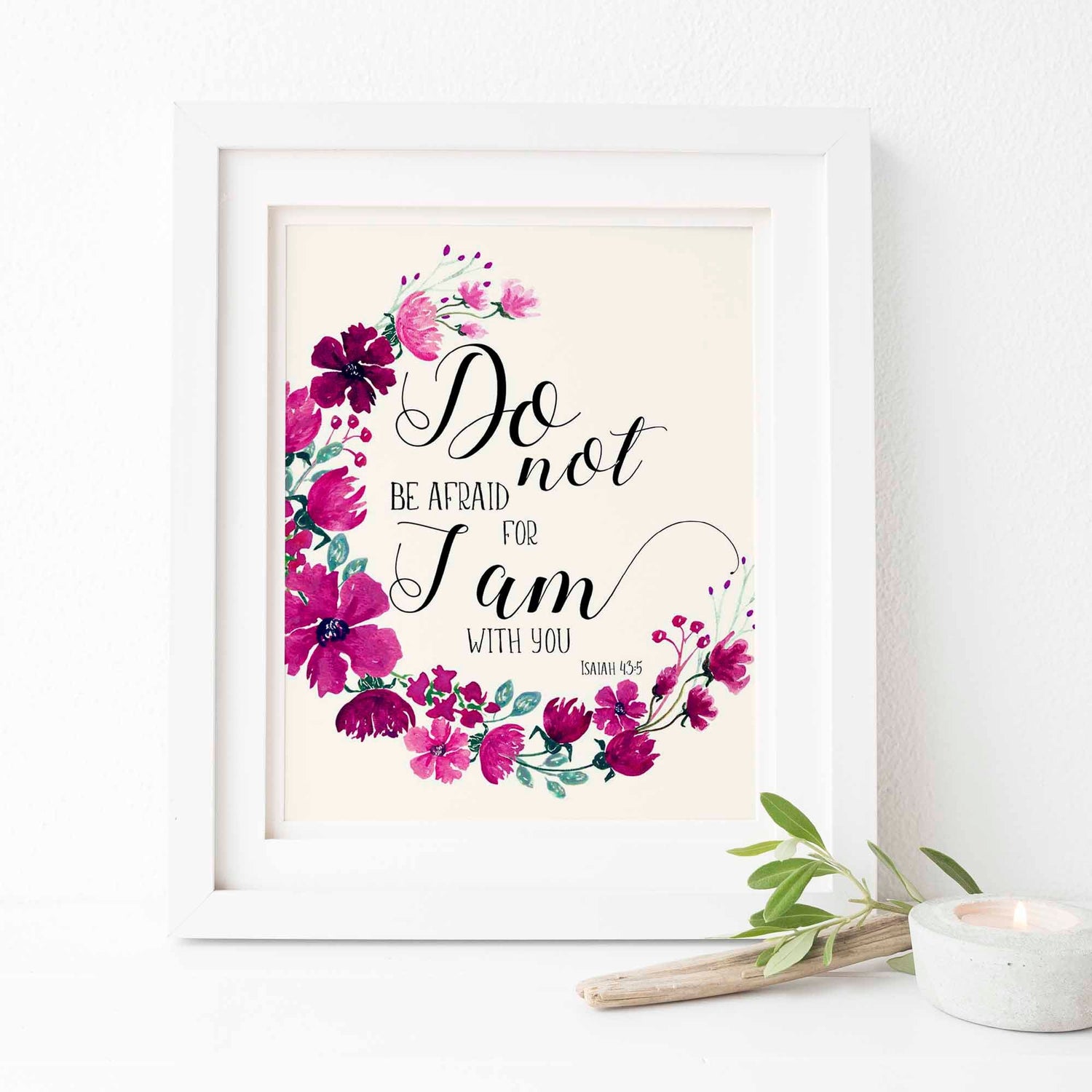 Isaiah 43 5 Picture Art Print, Do Not Be Afraid Bible Verse Wall Art, do not be afraid verses bible, scripture wall art