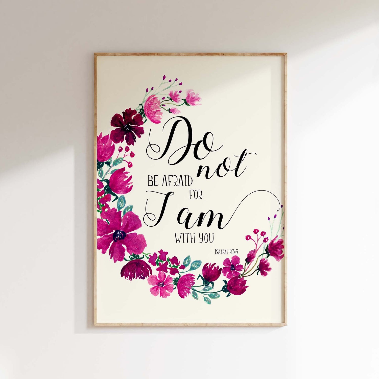 Elegant Pink and Purple Faithful Wall Decor, Comforting Biblical Verse Art Print, Christian Decor for Living Spaces