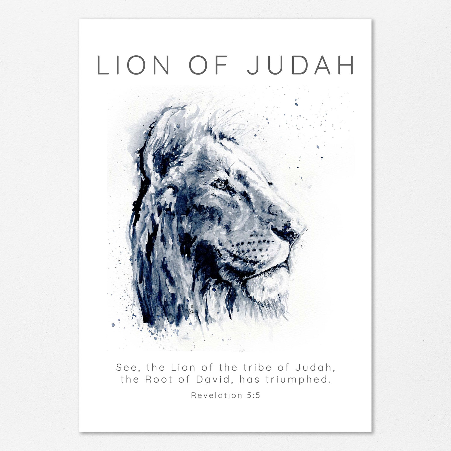 Unique Christian Home Decor: Lion of Judah Bible Verse Art, Artistic Watercolor Lion Portrait with Triumph Scripture