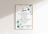 Unique Bible verse gift, NIV Bible quote in botanical style, love-themed wall decor