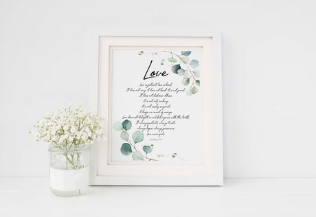 1 Corinthians 13, Love Poster, Love Bible Verse, Christian Artwork, Love is Patient, Bible Verse Wall Art Printable