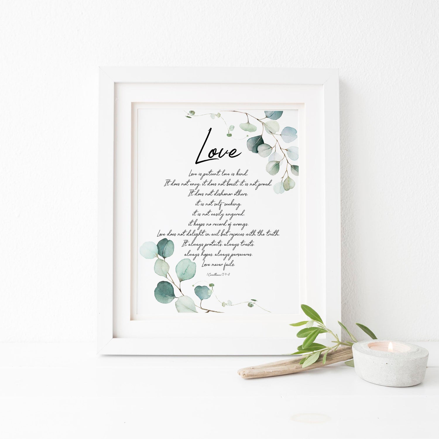 1 Corinthians 13 Printable Version, Christian Gifts UK, 1 Corinthians 13 Poster, Botanical Scripture Prints