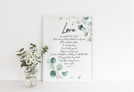 corinthians 13 print, corinthians 13 print, corinthians 13 poster, 1 corinthians 134 8 wall art, love is patient