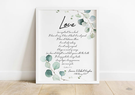 1 Corinthians 13 Print, Bible Verses About Love Wall Art, 1 Corinthians 13 Love is Patient Floral Bible Verse Print