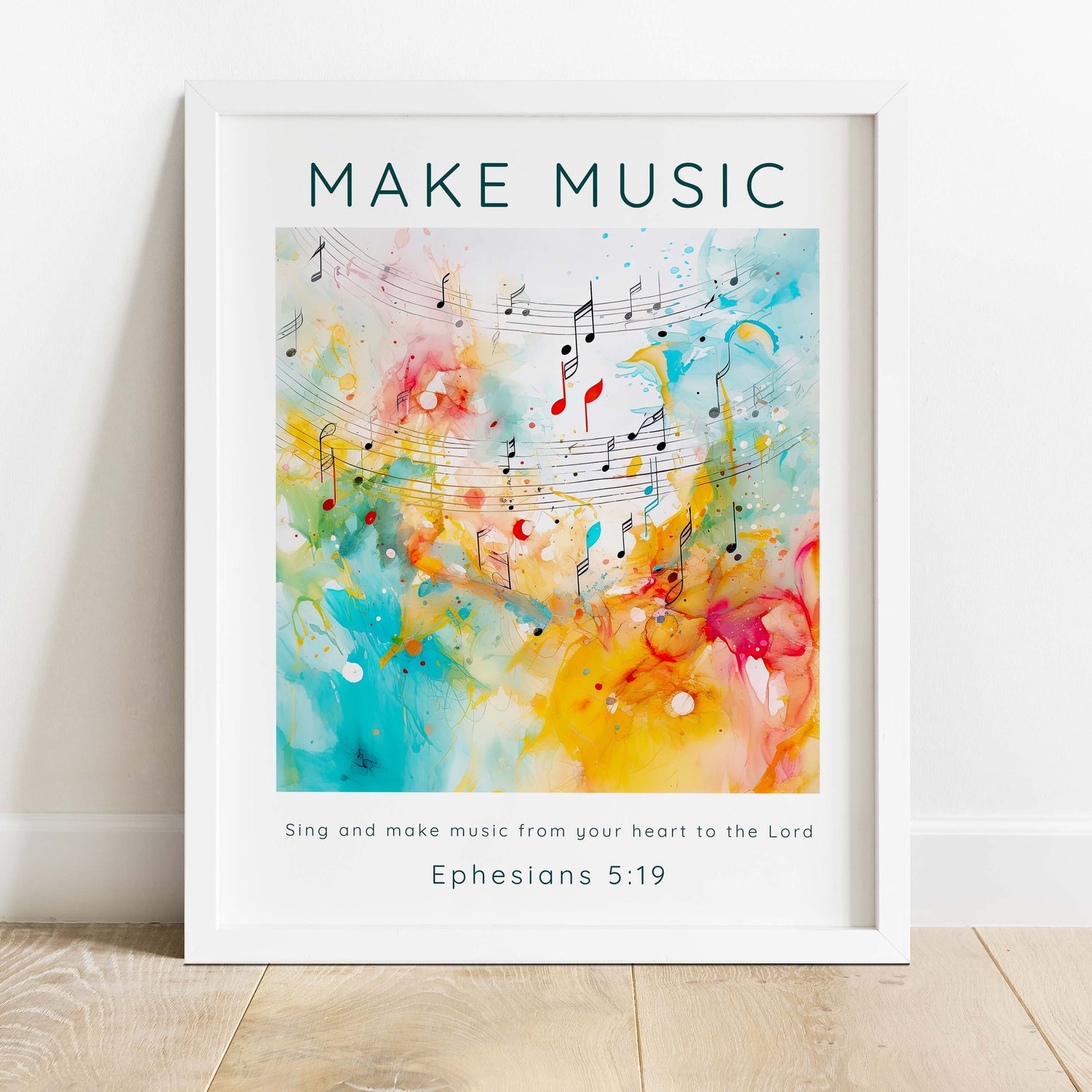 Biblical wall art for a contemporary living space, Ephesians 5:19 verse wall art with abstract design, abstract Christian wall art