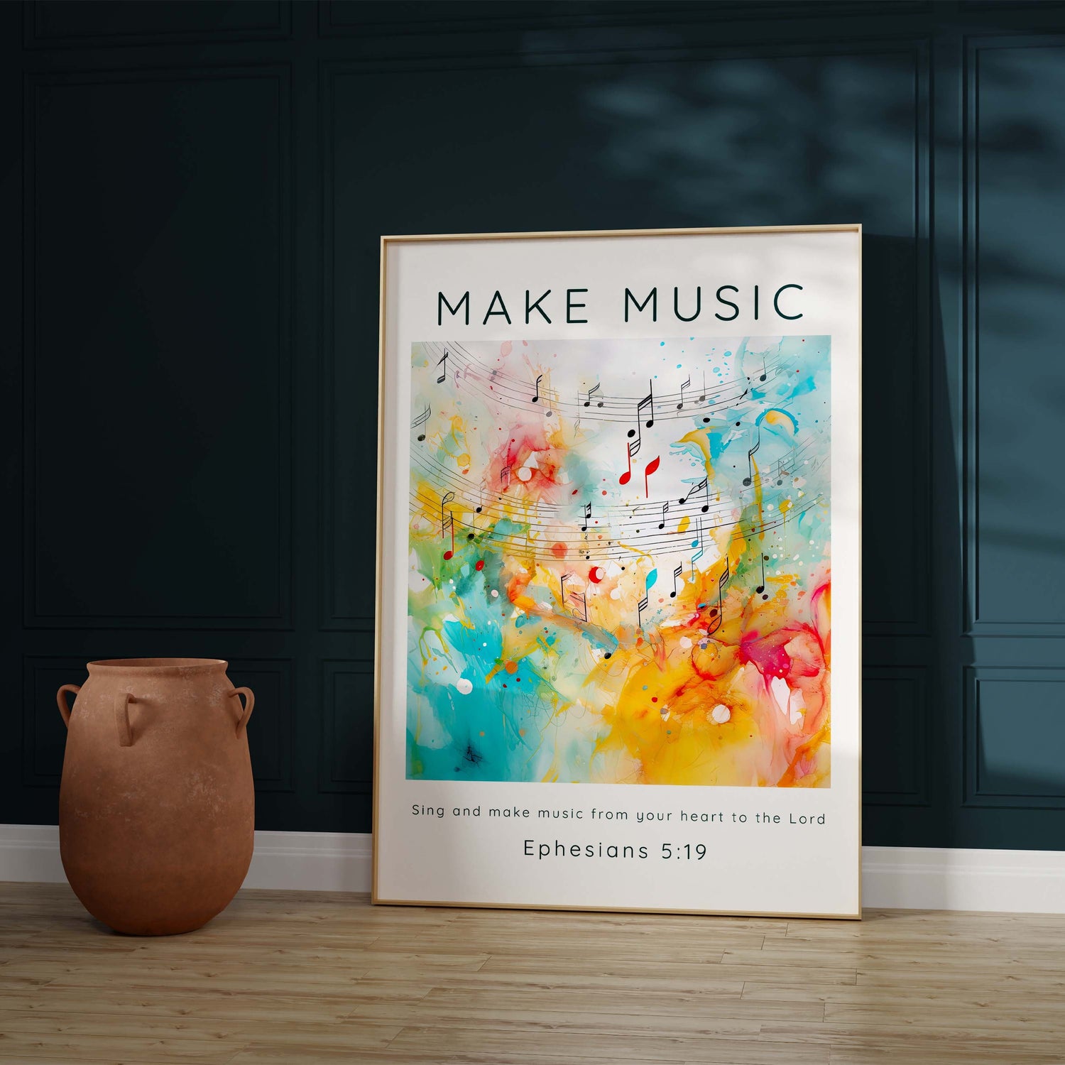 Sing and make music home decor inspired by Ephesians 5, Abstract music motif Christian print for the home, abstract Christian wall art