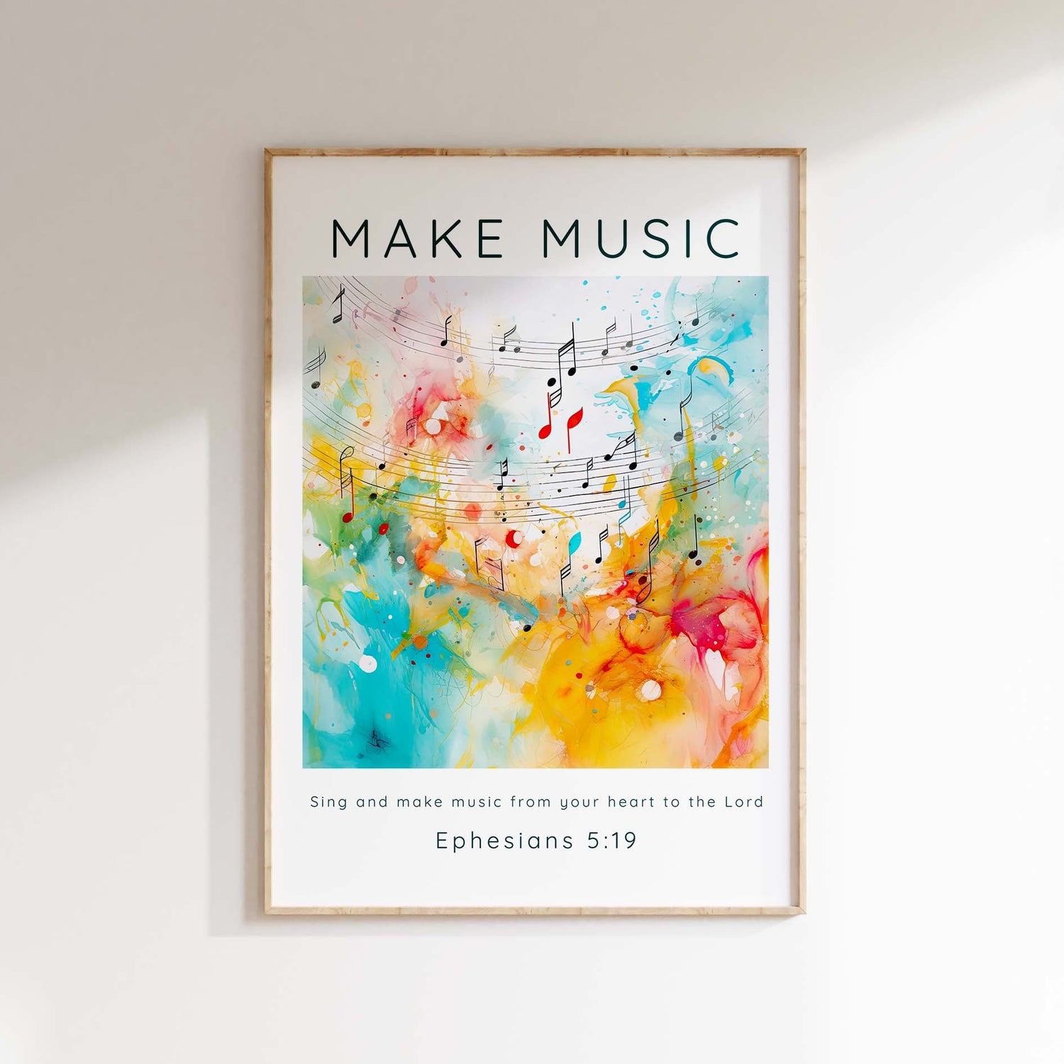 Sing And Make Music Wall Art Ephesians 5 Modern Christian Home Decor, Modern Christian wall art with Ephesians 5:19 verse