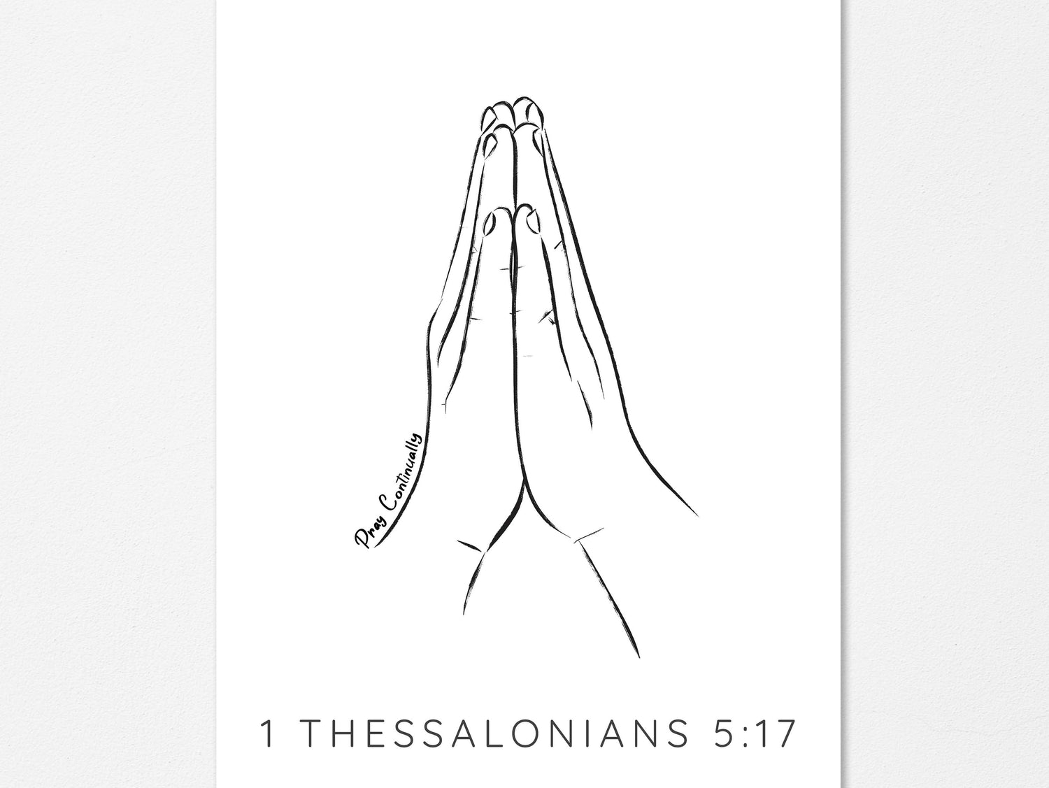 Enhance your decor with a line art print of praying hands and the inspiring words 'Pray Continually' - minimalist beauty.