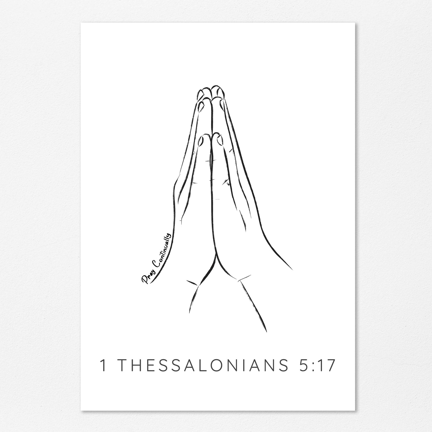 Enhance your decor with a line art print of praying hands and the inspiring words 'Pray Continually' - minimalist beauty.