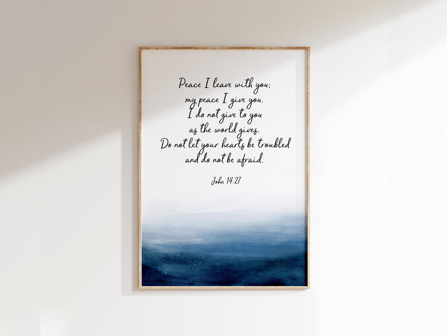 Peace I Leave With You Print Printable, Abstract Christian Wall Art, Ocean-themed Christian wall art with Bible verse
