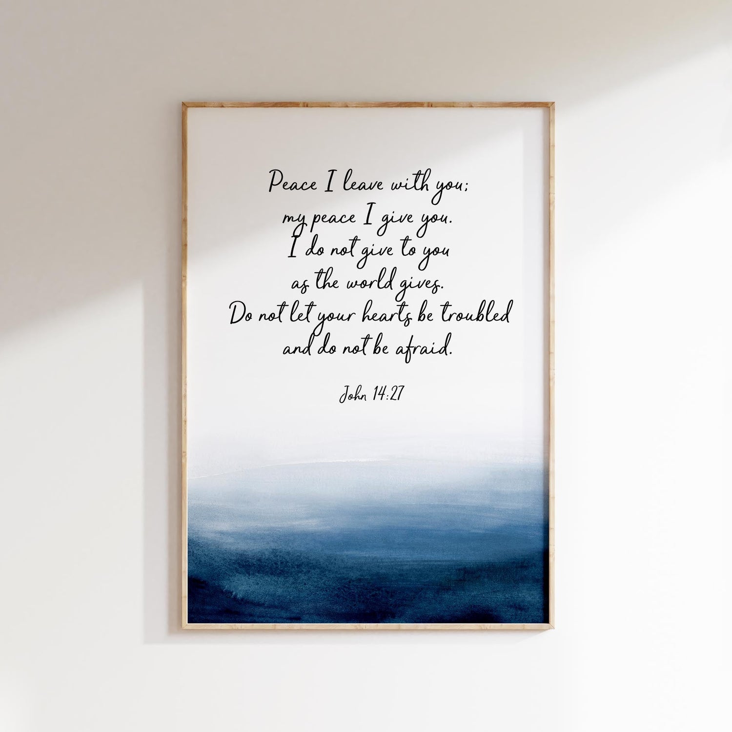 Peace I Leave With You Print Printable, Abstract Christian Wall Art, Ocean-themed Christian wall art with Bible verse