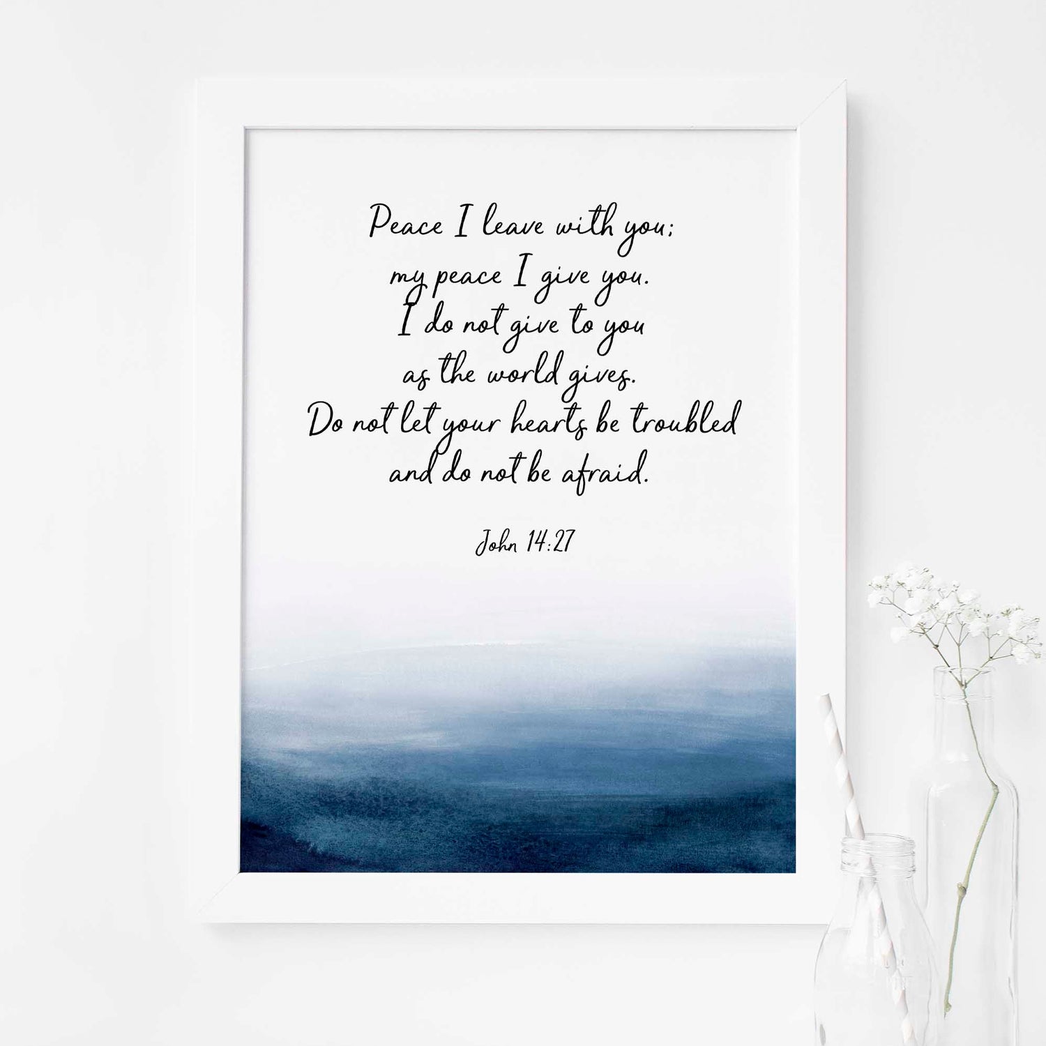 Peace I Leave With You Print Printable, Abstract Christian Wall Art, Bathroom Bible Verse, Bathroom Bible Verse Wall Art