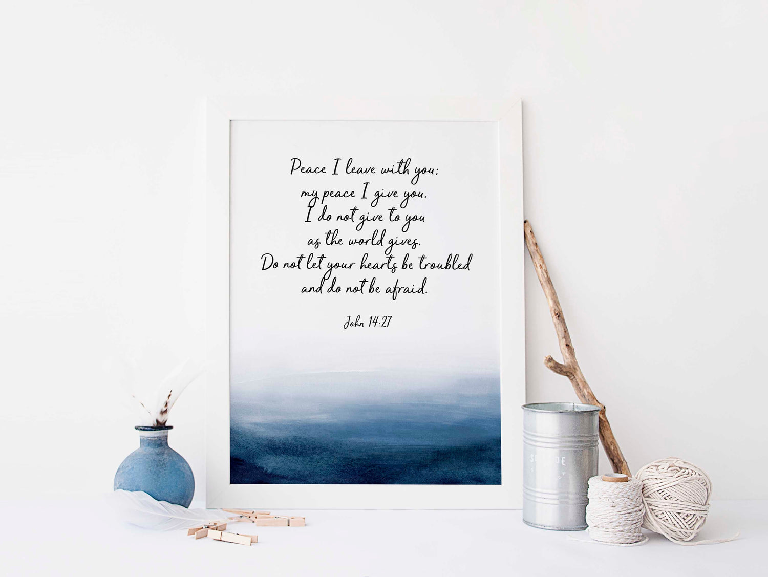 Peace I leave with you Bible Verse Poster, John 14 27 Bible Quotes, Modern Christian Art, Scripture Art Print