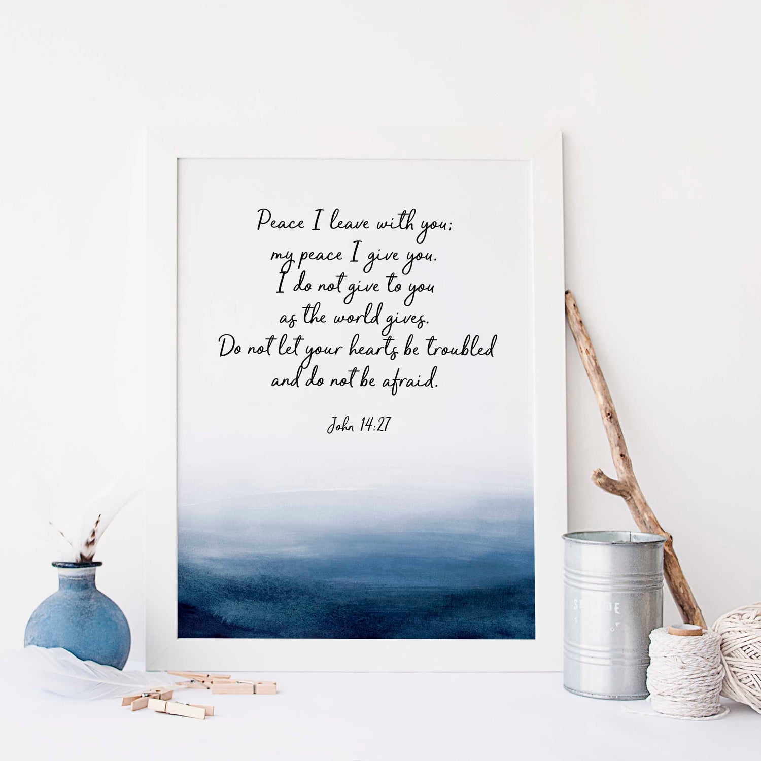 Peace I leave with you Bible Verse Poster, John 14 27 Bible Quotes, Modern Christian Art, Scripture Art Print