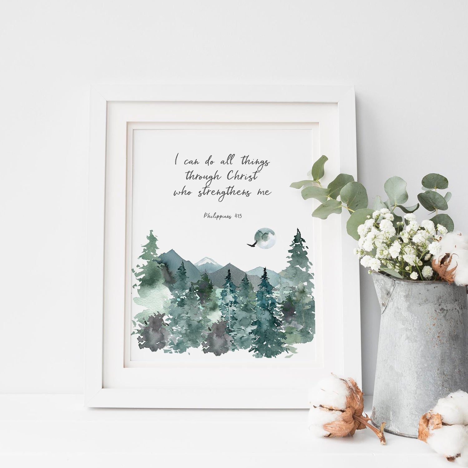 Philippians 4 13 Wall Art, Bible Verse Christian Mountain Pictures, bible verse wall art, bible verse art, i can do all