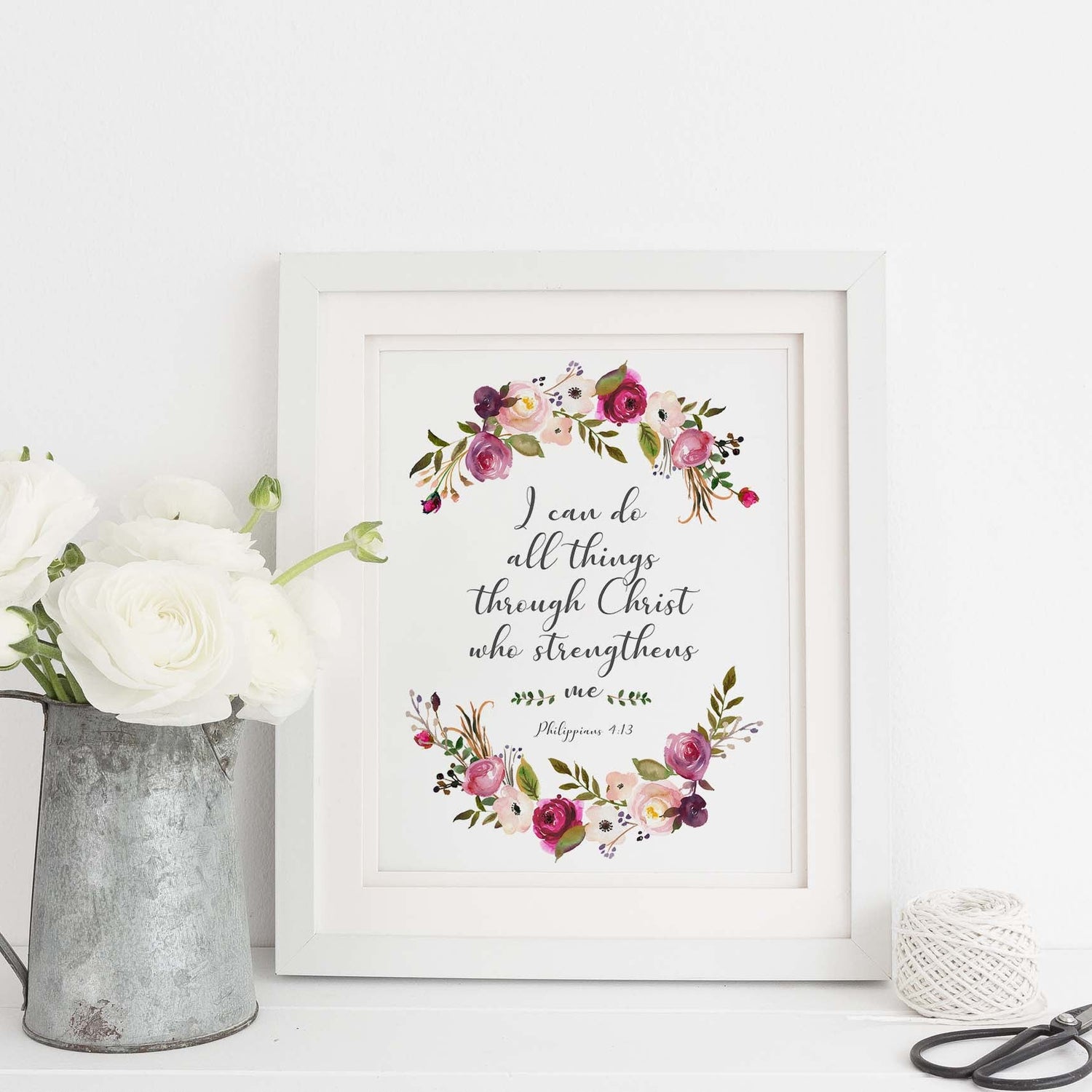 I Can Do All Things Through Christ Christian Wall Art Print, Bible Verse Poster, Inspirational Bible verse wall art