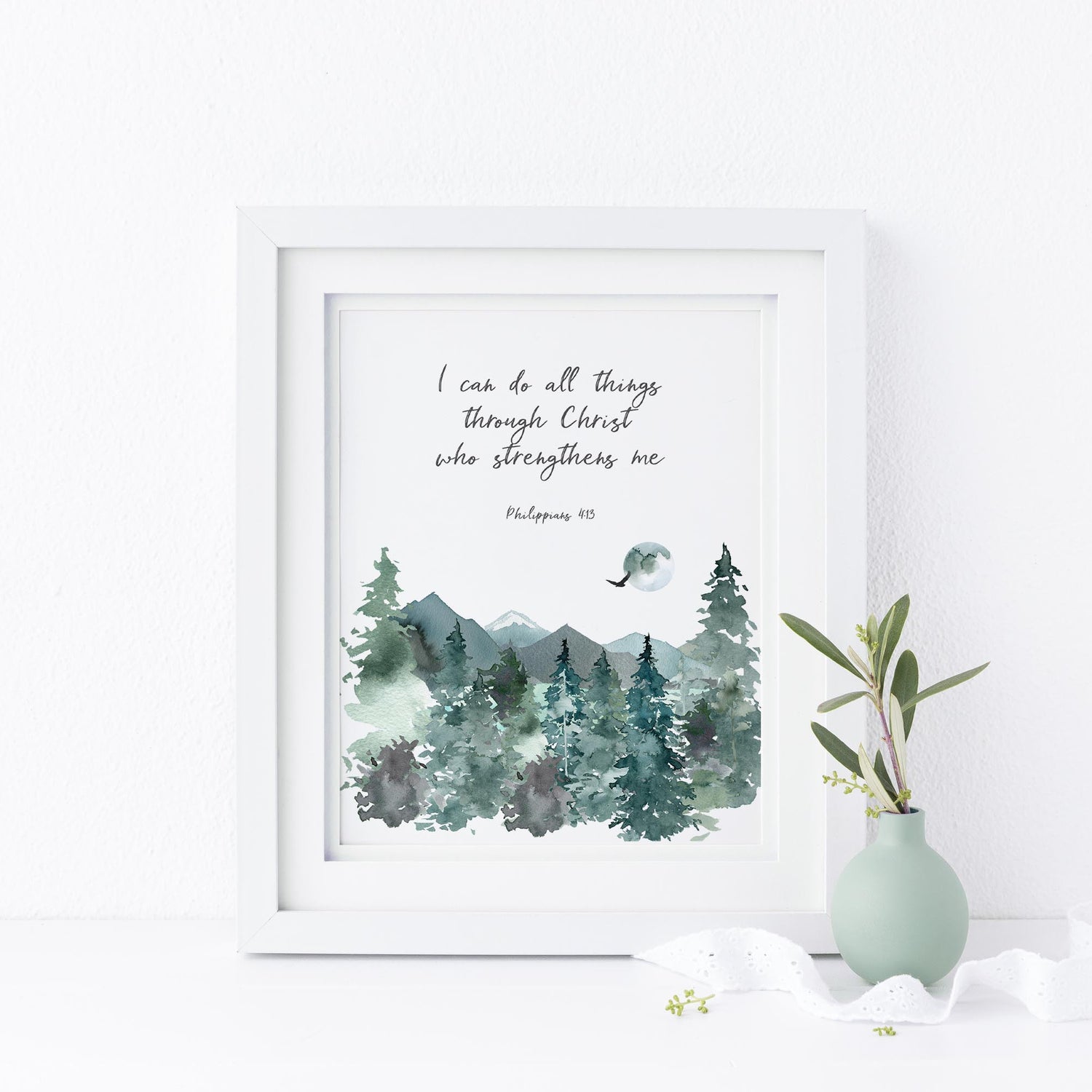Philippians 4 13 poster, Philippians 4 13 printable, Christian wall art, christian wall decor, christian art print