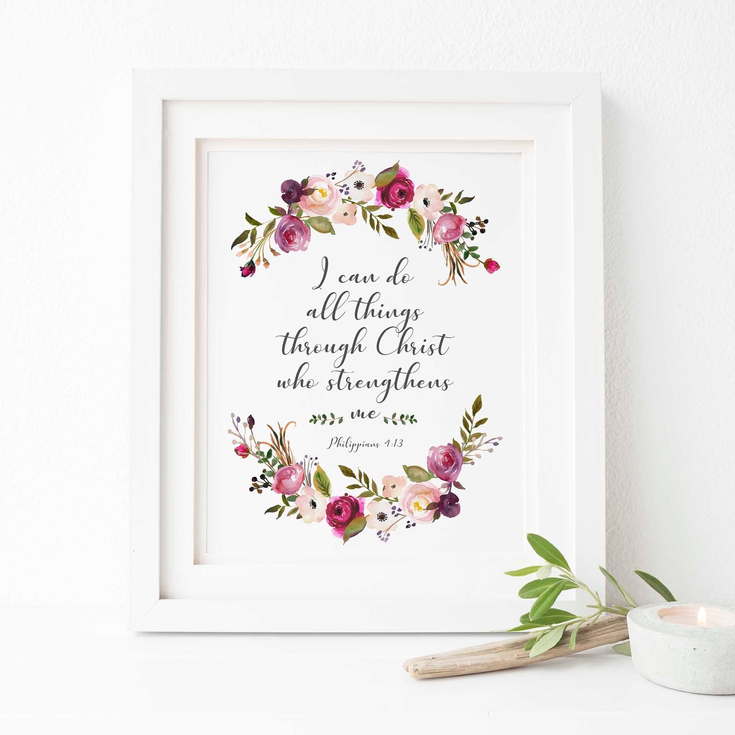 I can do all things through Christ who strengthens me, Christian Home Decor, Printable Bible Verse Prints, Bible Verse 