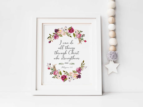 philippians 4 13 Scripture Art, Religious Gifts, floral inspirational bible verses, images of roses with bible verses