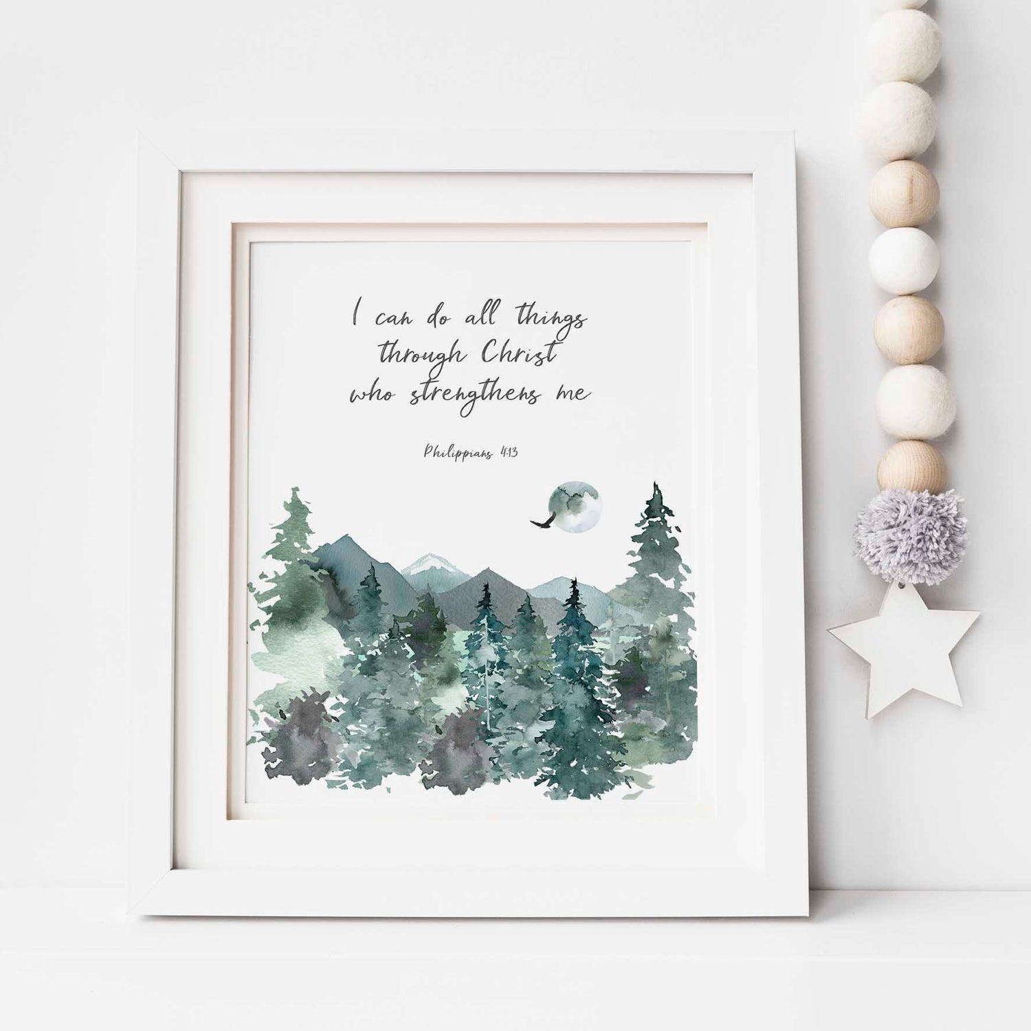 I can do all things through Christ who strengthens me, I can do all things through Christ Bible Verse Wall Art Print