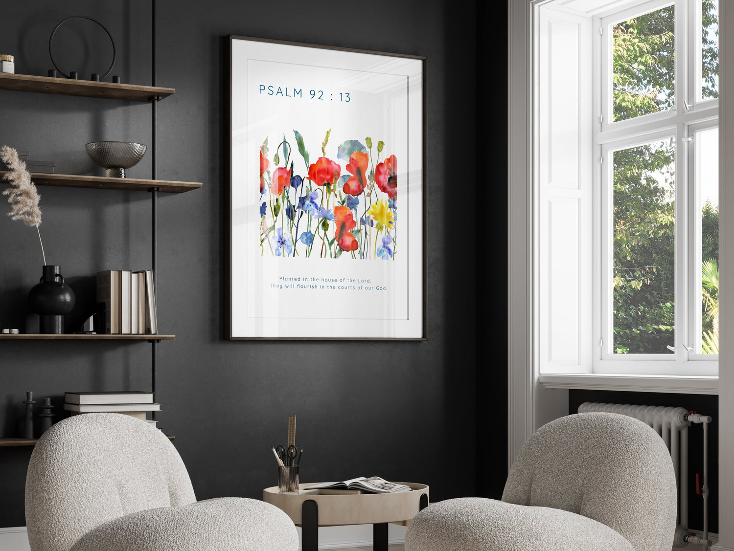 Planted in the House of the Lord Wildflower Christian Wall Art Print, Psalm 92:13 watercolor wildflower print