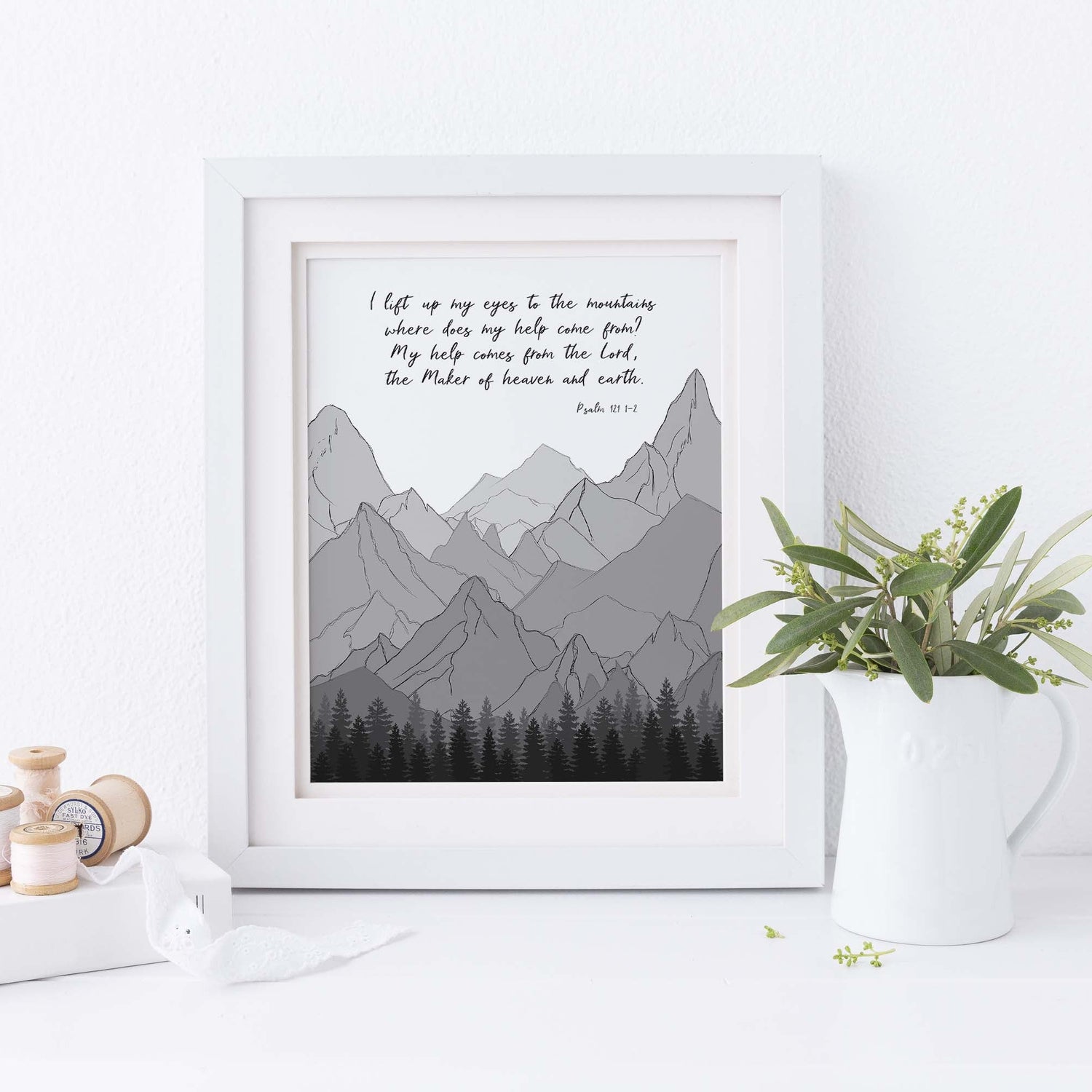 Psalm 121 Wall Art, I Lift Up My Eyes To The Mountains, Religious Gifts, Christian Home Decor, Bible Verse Printable