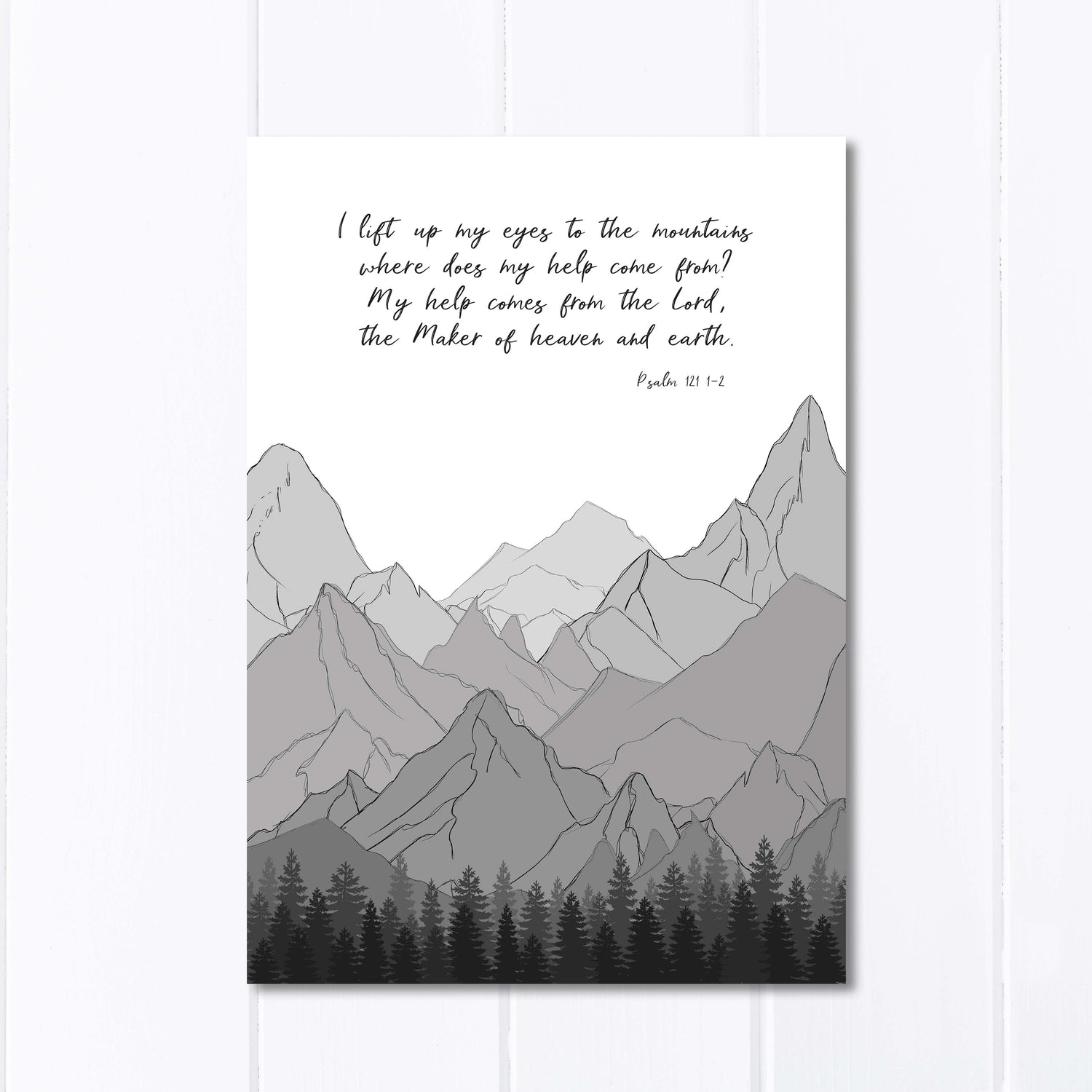 Gift For Christian Men, Grey Scripture Poster, custom quote print, custom quote wall art, christian mountain wall art, 