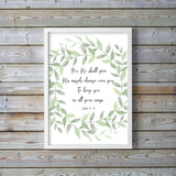 Modern Scripture Print, botanical bible verses, bible verses about angels, bible verses about angels protection