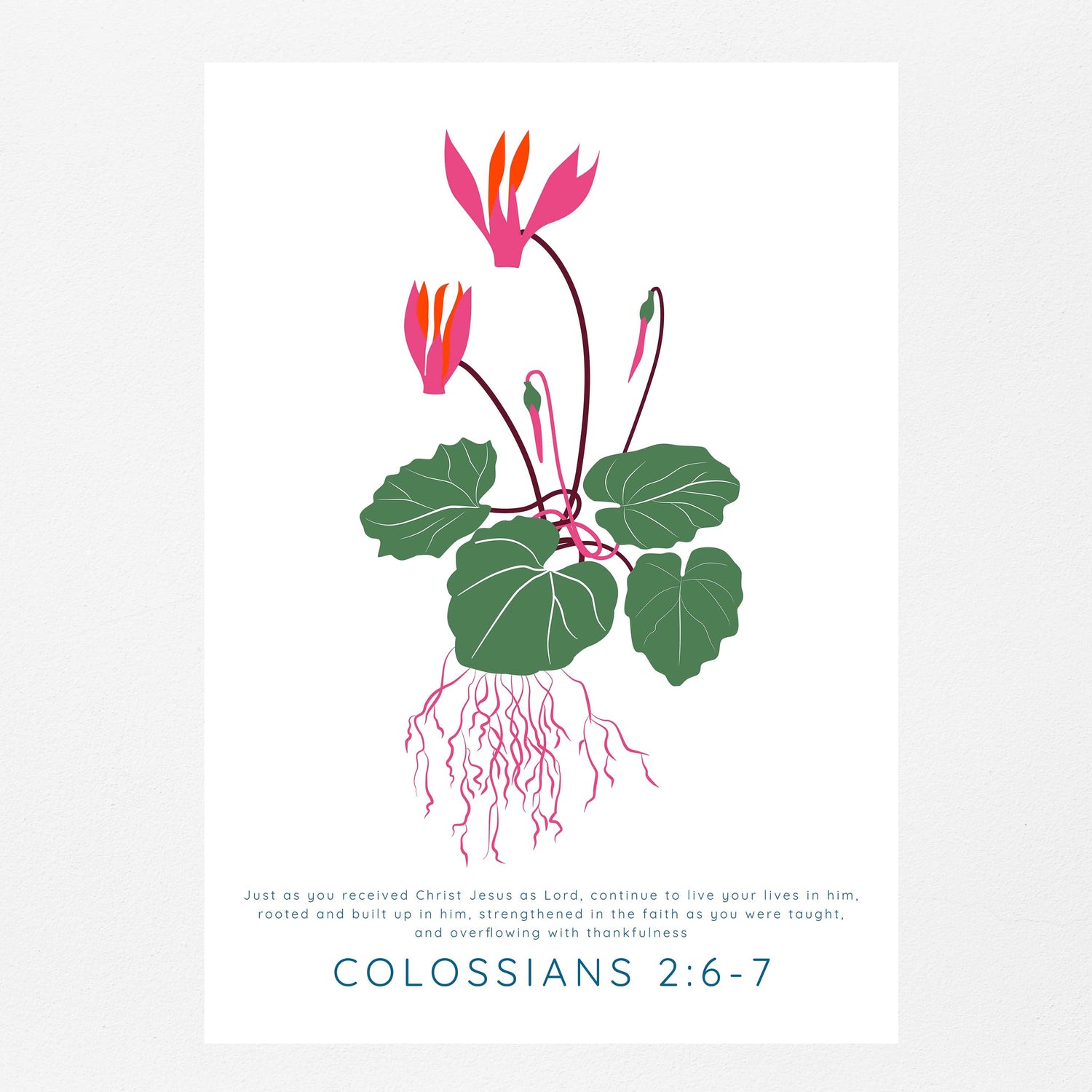 Colossians 2 6-7 Modern Christian Wall Art, Floral Scripture Prints, Faith-based floral prints, Biblical wall art