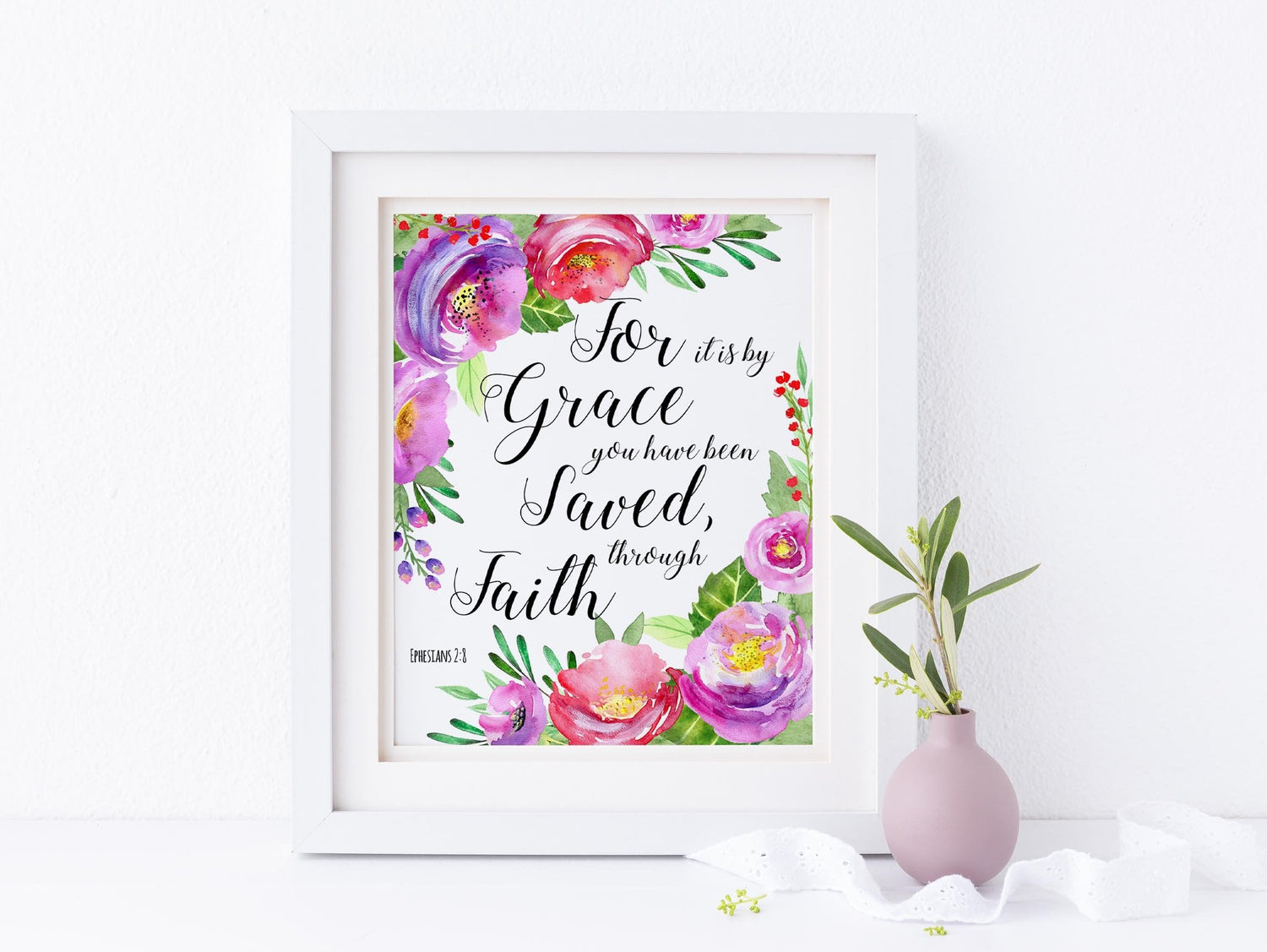 Scripture Wall Art, Bible Verse Wall Art, Christian Wall Art, Christian Home Decor, Grace Print, Grace Alone