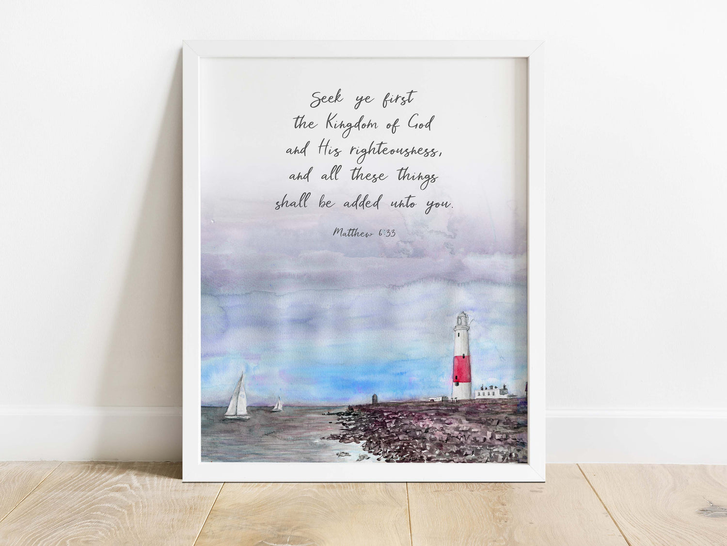 Seek Ye First Bible Verse Print, Watercolour Bible Verse Wall Art, seek ye first wall art, seek ye first prints, scripture art